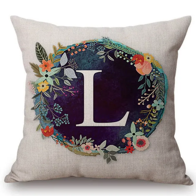 Nordic Floral Letter Pillow Cases