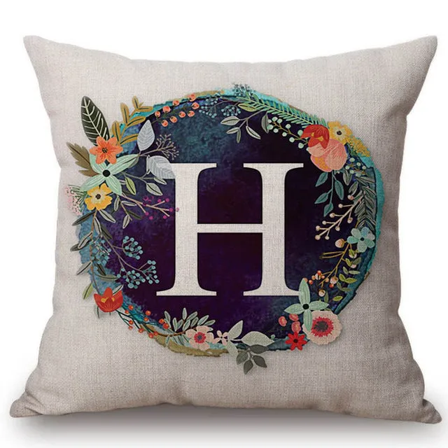 Nordic Floral Letter Pillow Cases