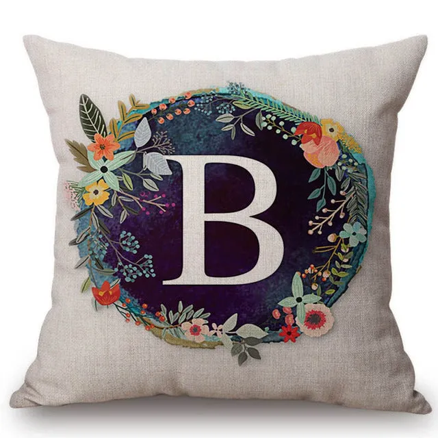 Nordic Floral Letter Pillow Cases