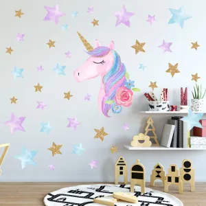 Reflective PVC Wallpaper Sticker Rainbow Unicorn Wall Decal