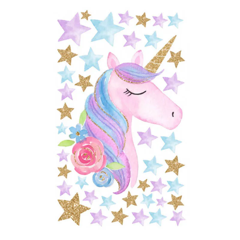 Reflective PVC Wallpaper Sticker Rainbow Unicorn Wall Decal