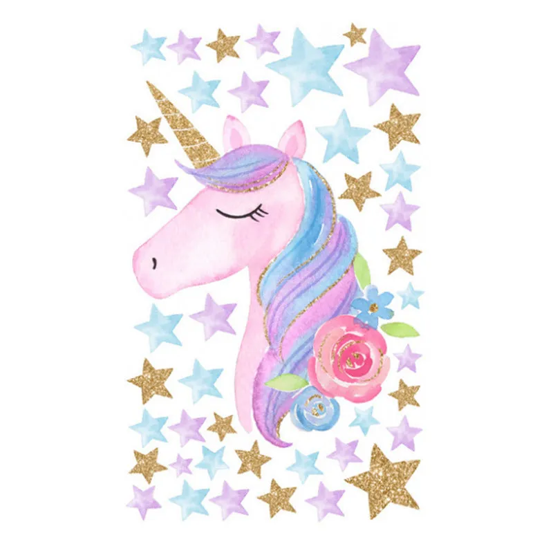 Reflective PVC Wallpaper Sticker Rainbow Unicorn Wall Decal