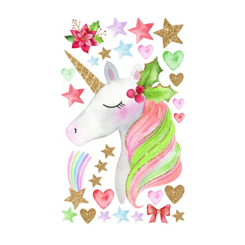 Reflective PVC Wallpaper Sticker Rainbow Unicorn Wall Decal