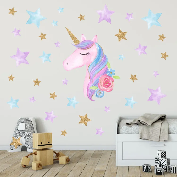 Reflective PVC Wallpaper Sticker Rainbow Unicorn Wall Decal