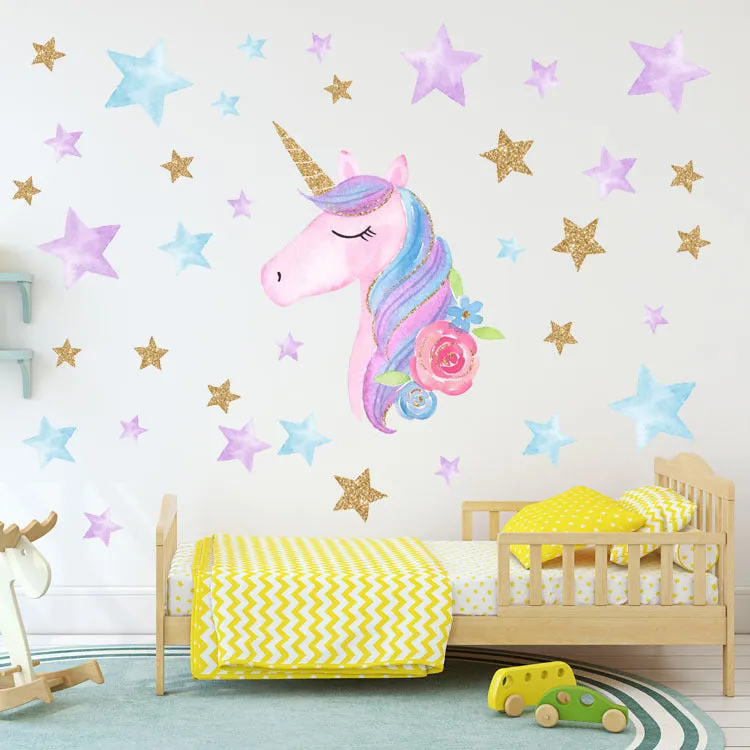 Reflective PVC Wallpaper Sticker Rainbow Unicorn Wall Decal