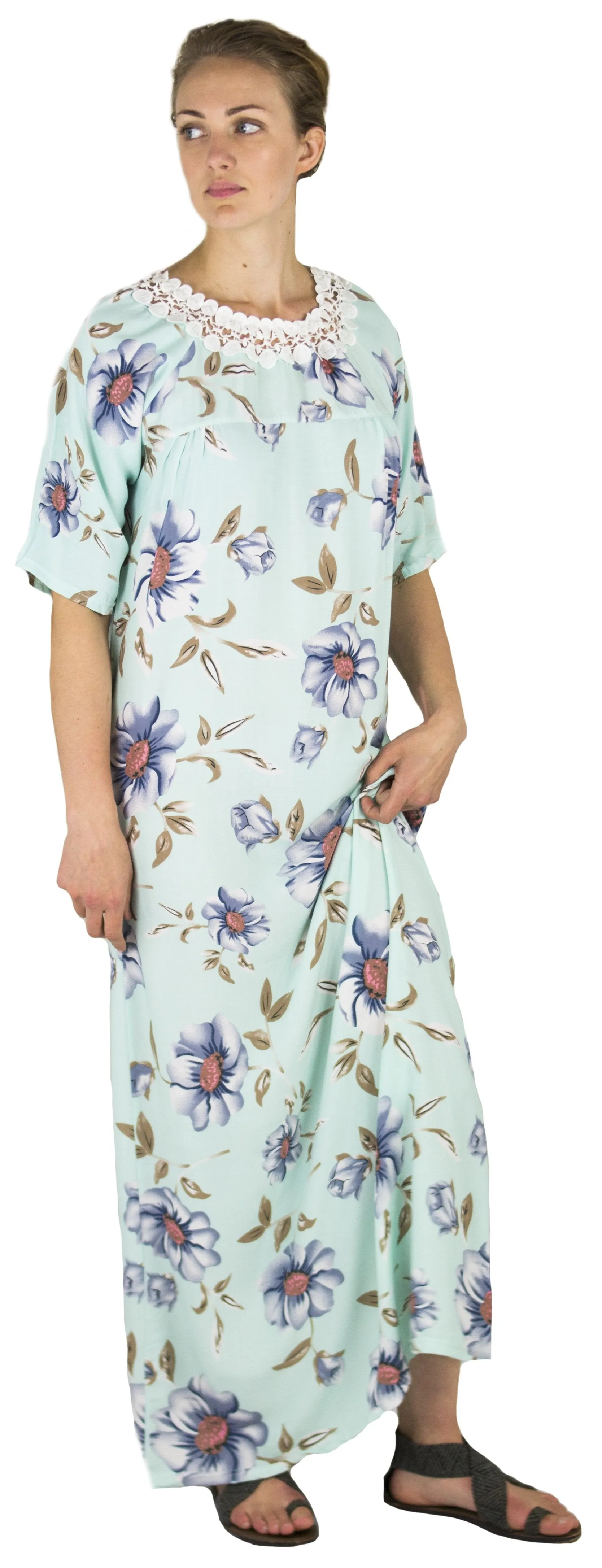 Sakkas Maha Soft Womens Short Sleeve Nightgown Sleep Dress Breathable No Bunch Up