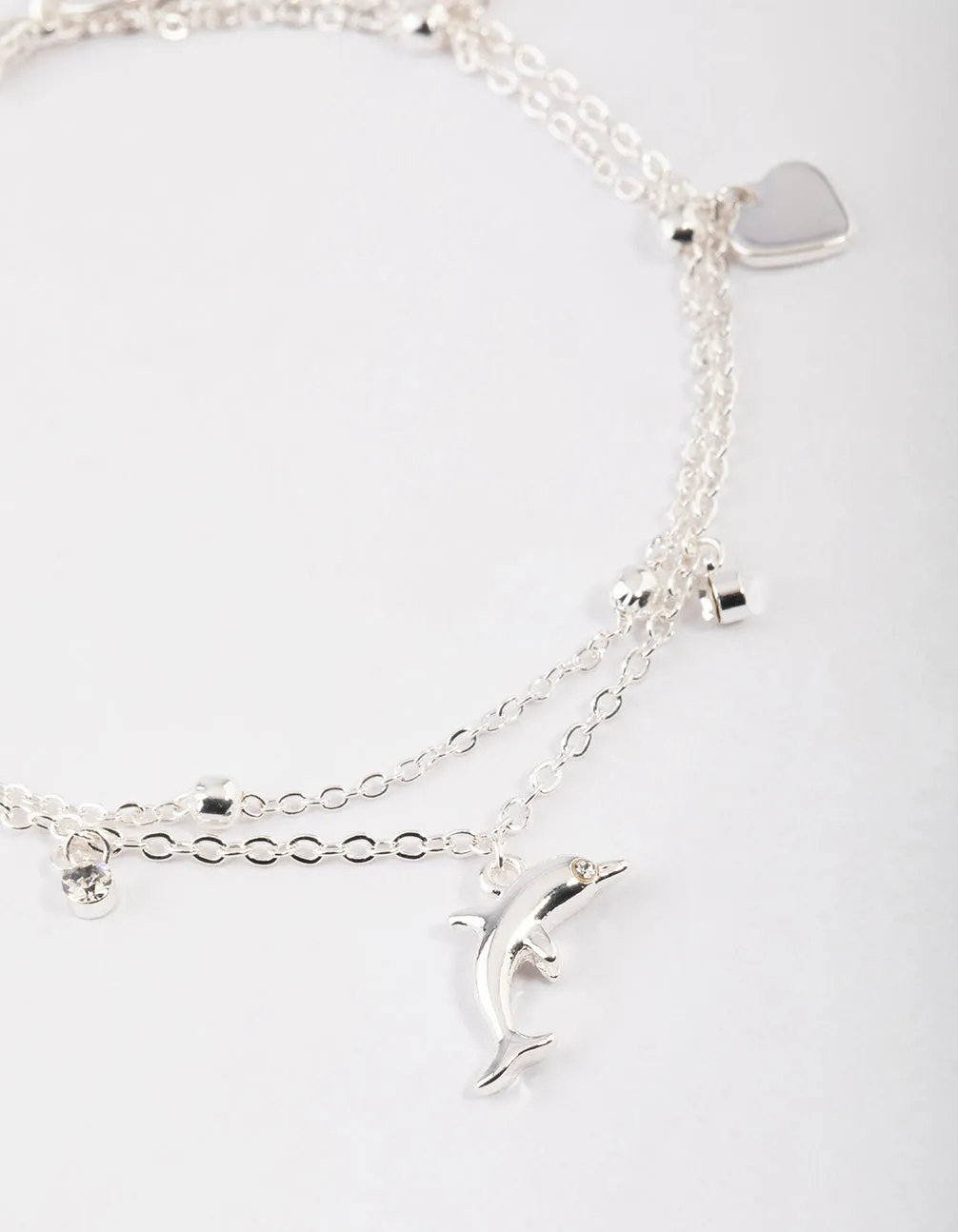 Silver Animal & Diamante Charm Anklet Pack