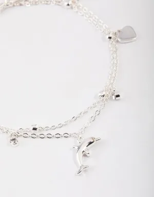 Silver Animal & Diamante Charm Anklet Pack