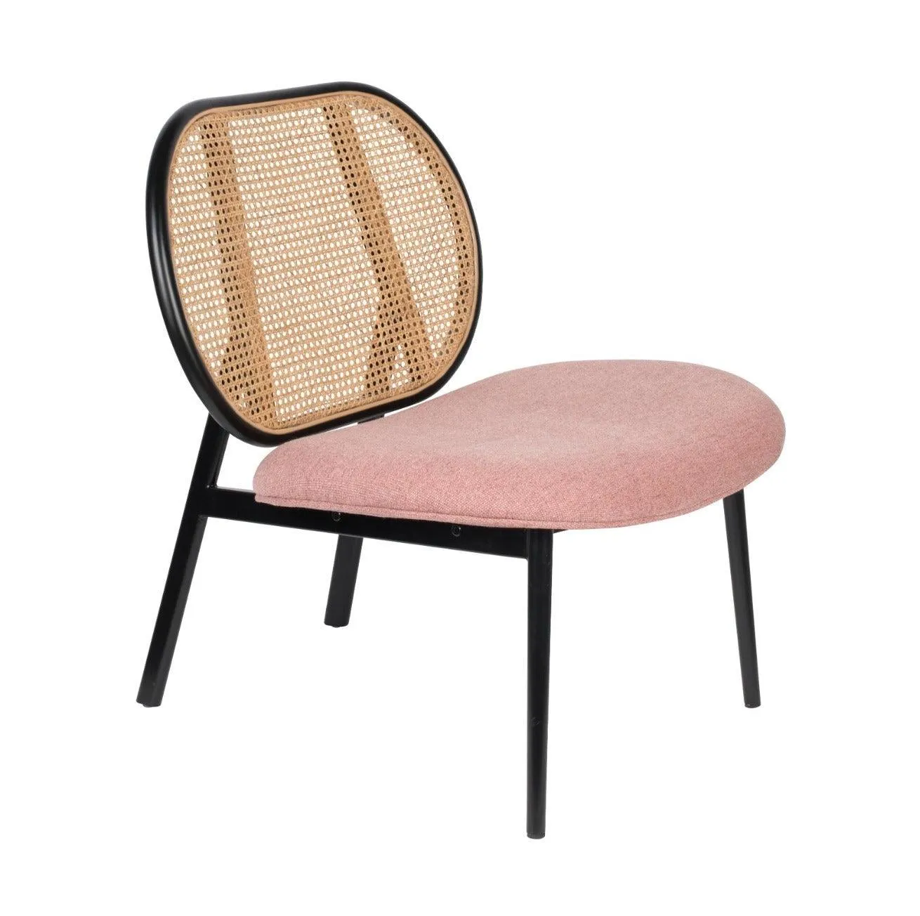 SPIKE armchair pink with rattan backrest