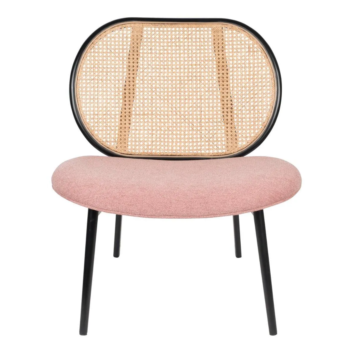 SPIKE armchair pink with rattan backrest