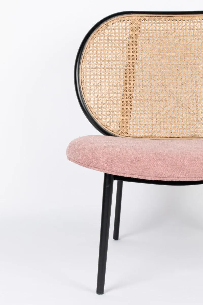 SPIKE armchair pink with rattan backrest