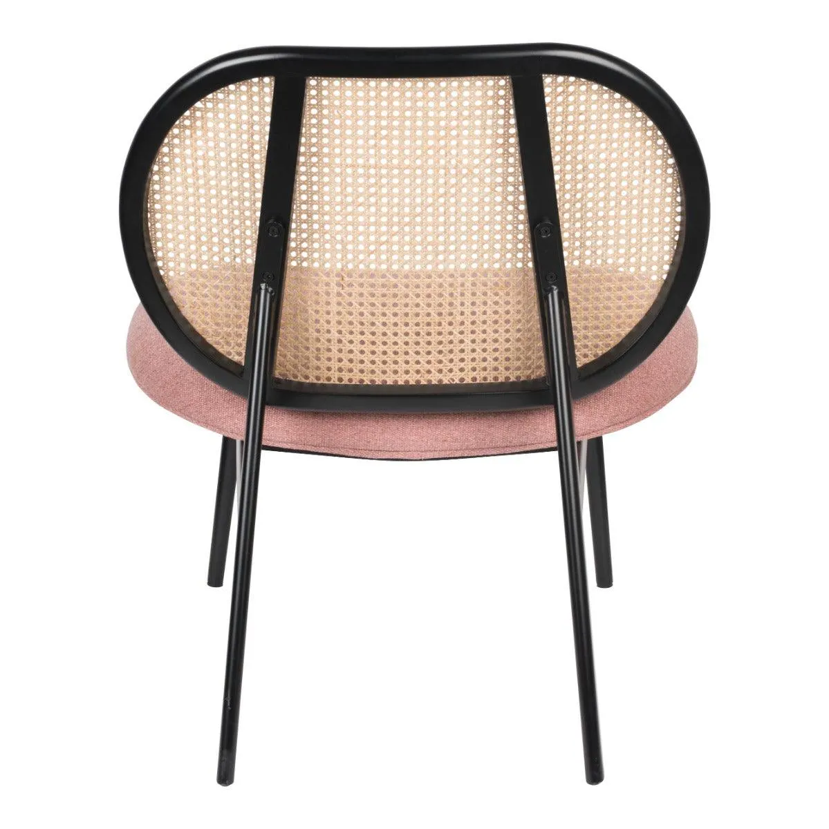 SPIKE armchair pink with rattan backrest