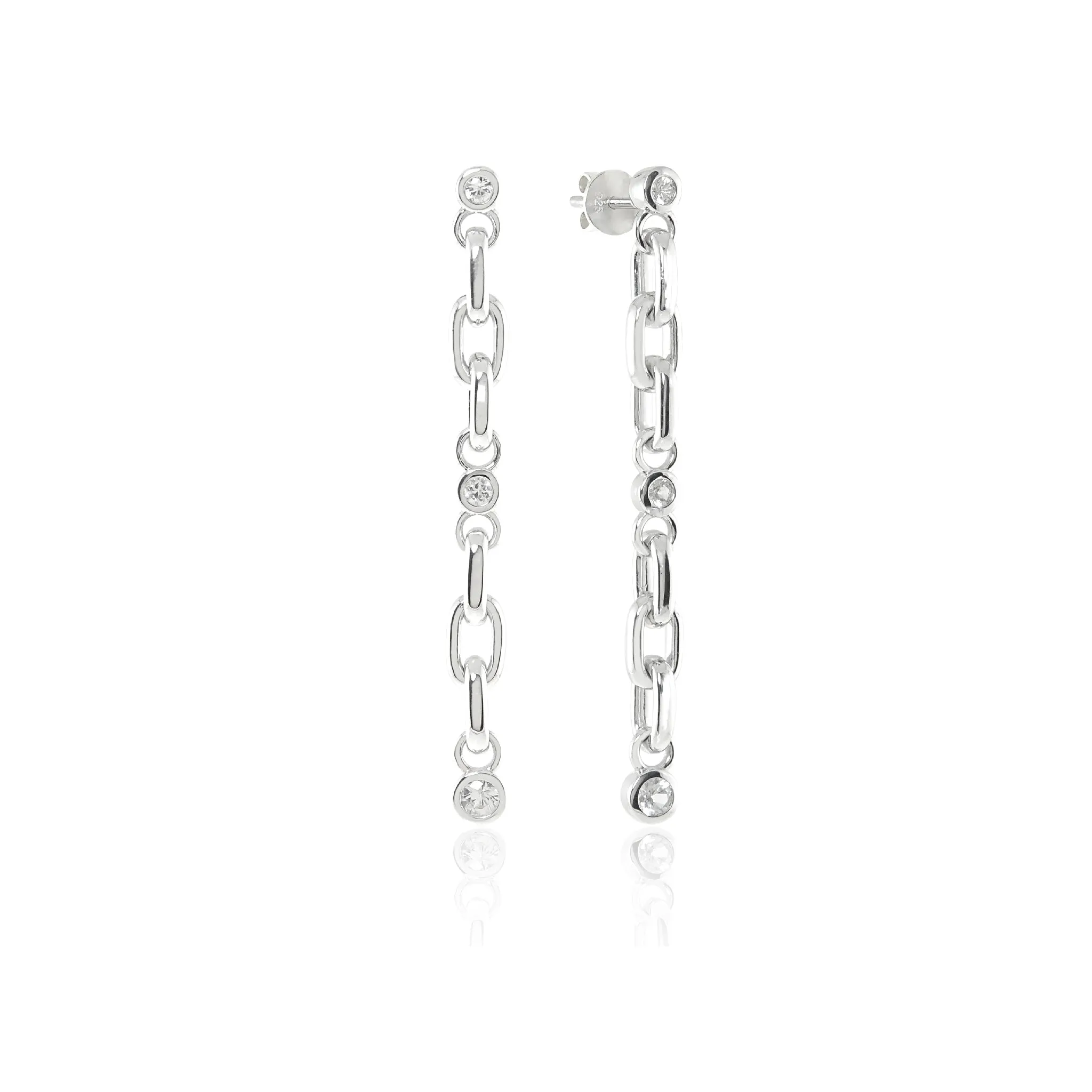 Sterling Silver White Sapphire Long Line Earrings