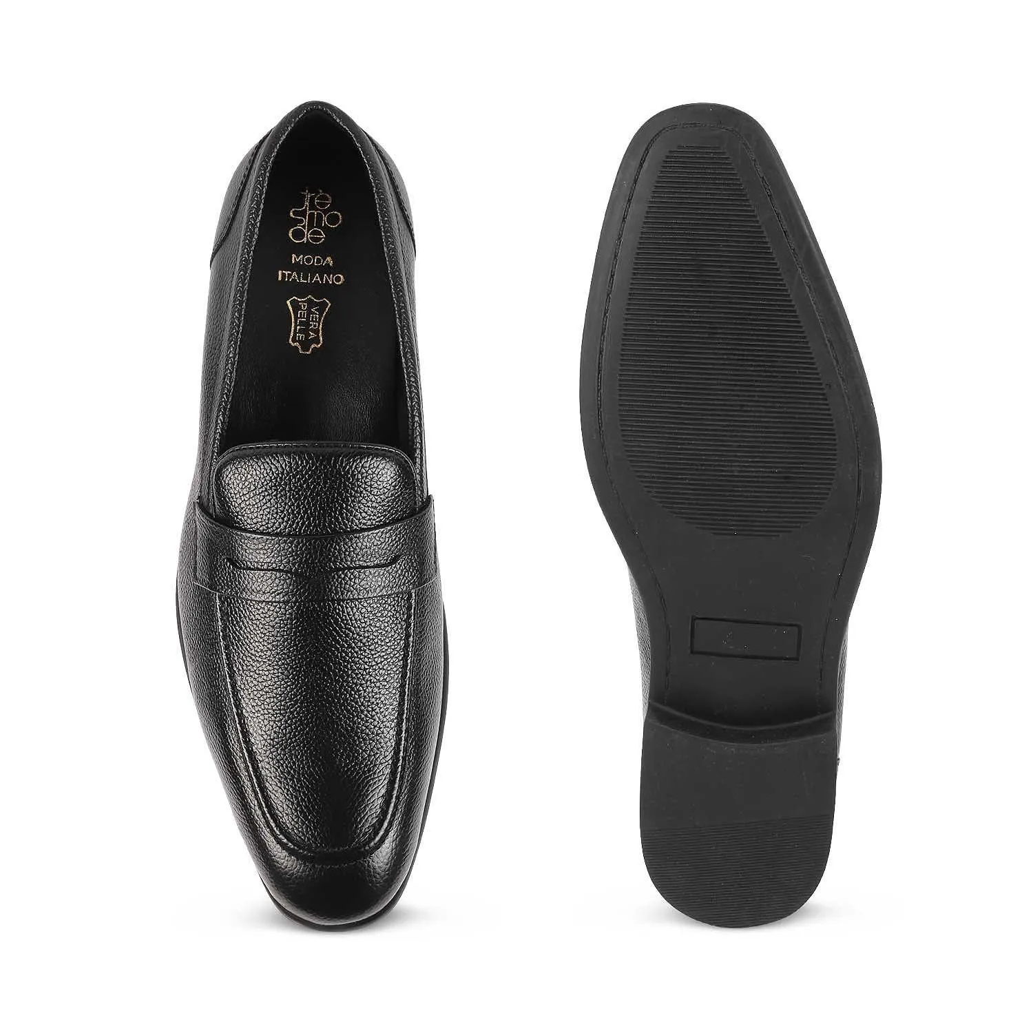 The Quebec Black Men's Leather Loafers Tresmode