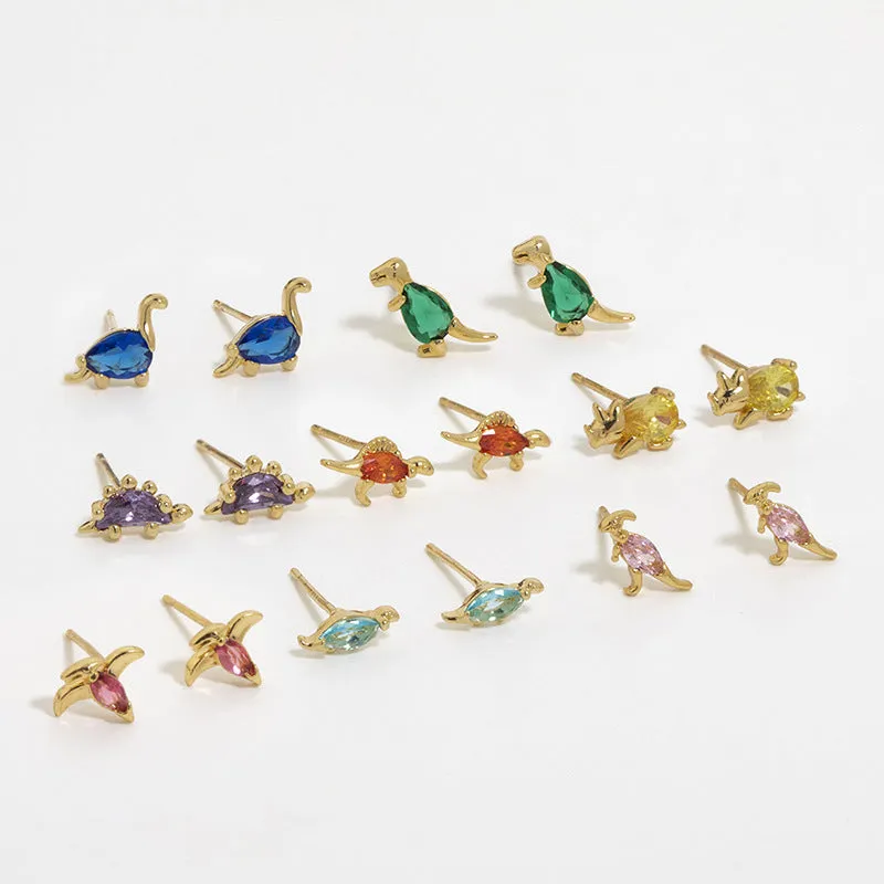 Unique Dinosaur Zircon Small Earrings