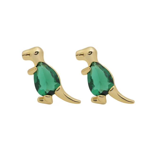 Unique Dinosaur Zircon Small Earrings