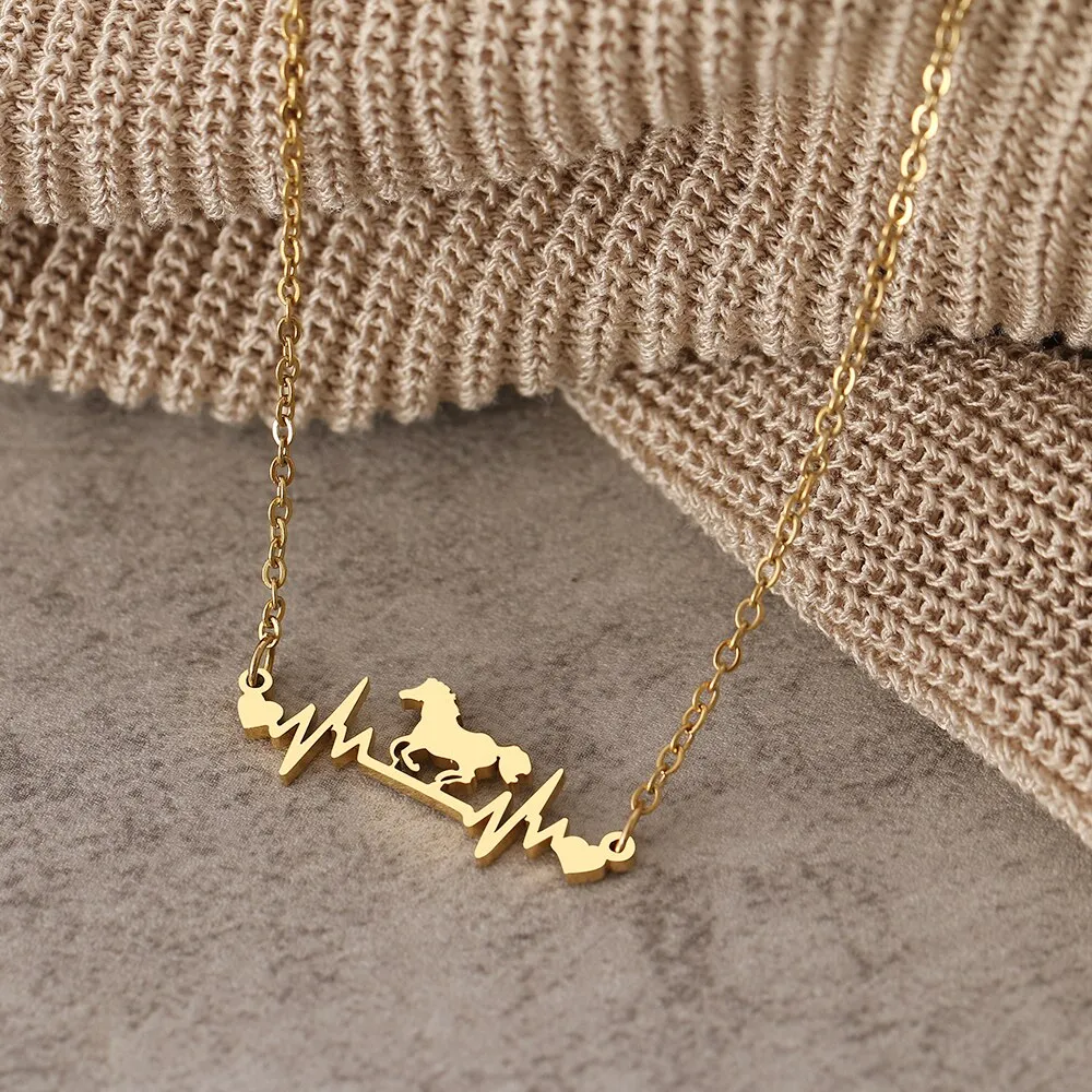 Unique Horse Heartbeat Necklace