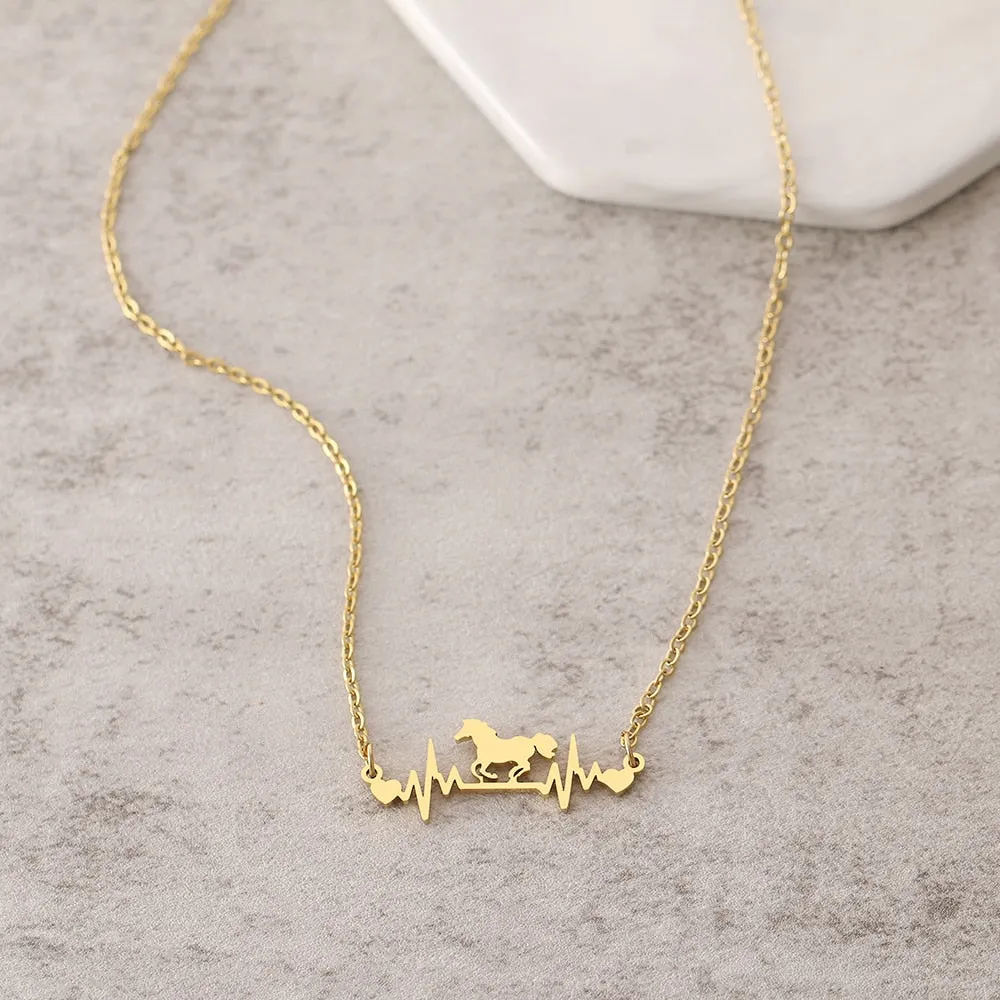 Unique Horse Heartbeat Necklace