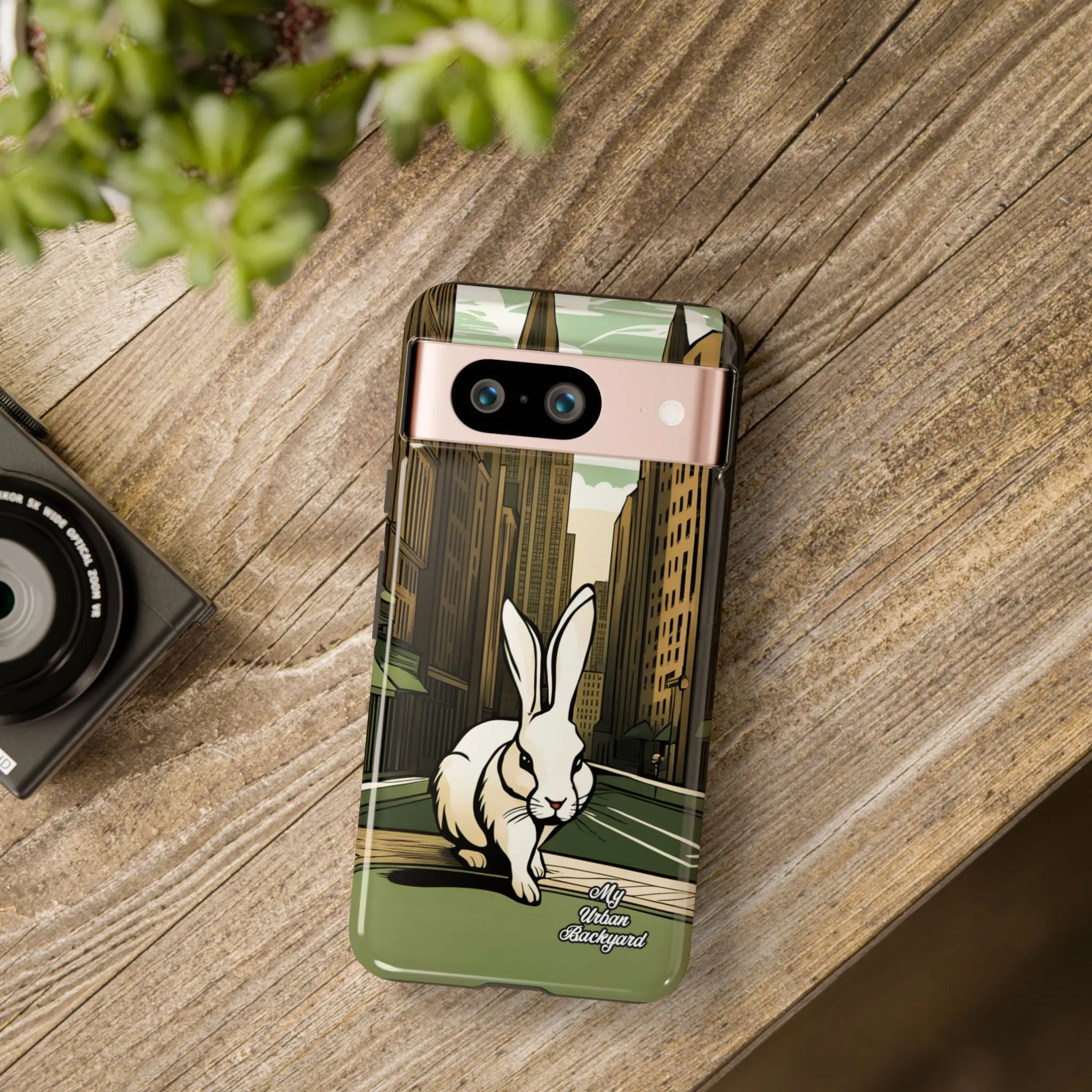 White Rabbit on a City Street, Cell Phone Case - Apple, Samsung, or Google Pixel