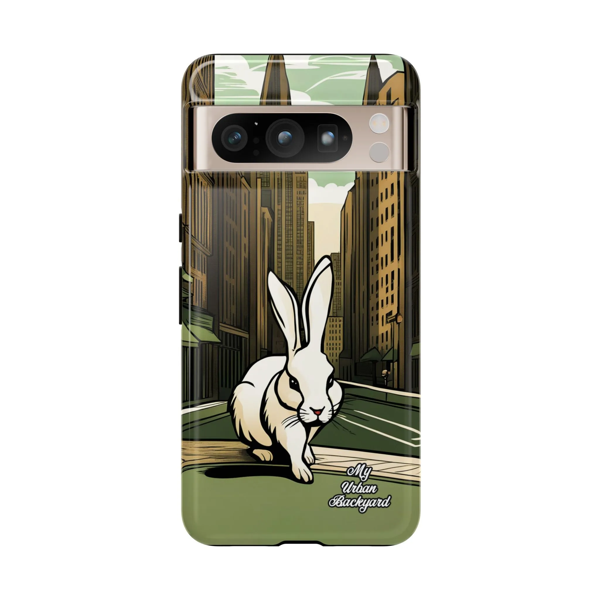 White Rabbit on a City Street, Cell Phone Case - Apple, Samsung, or Google Pixel