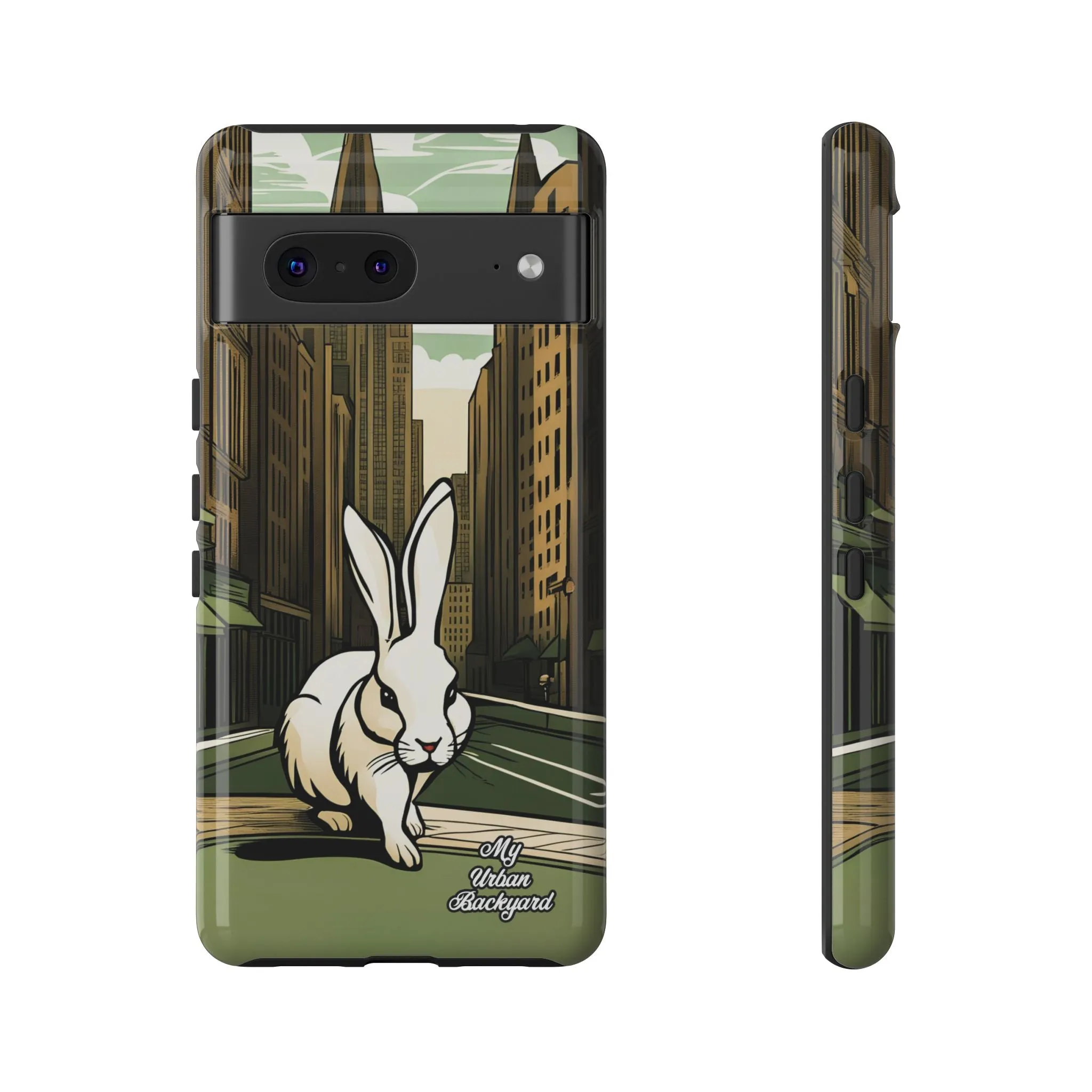 White Rabbit on a City Street, Cell Phone Case - Apple, Samsung, or Google Pixel