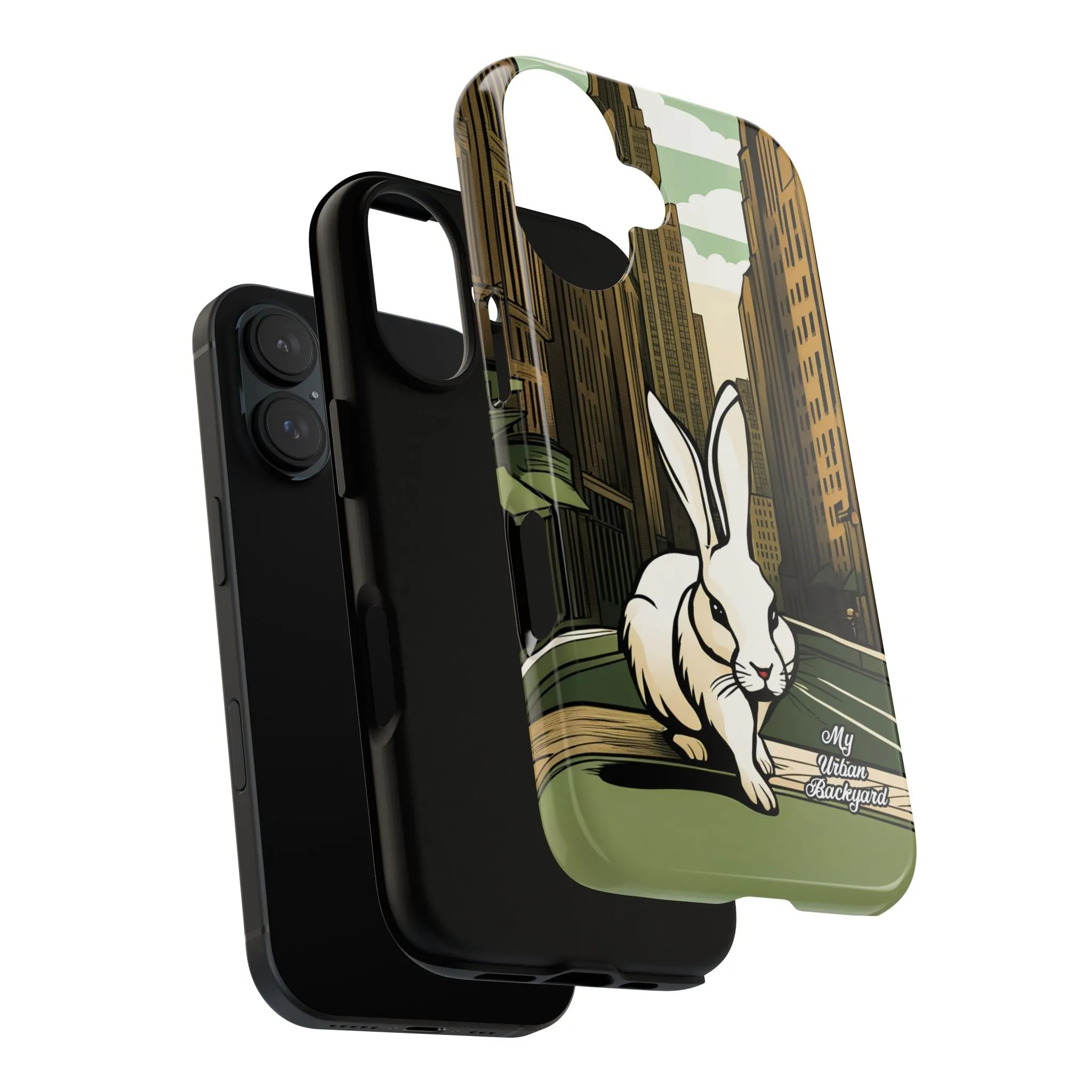 White Rabbit on a City Street, Cell Phone Case - Apple, Samsung, or Google Pixel