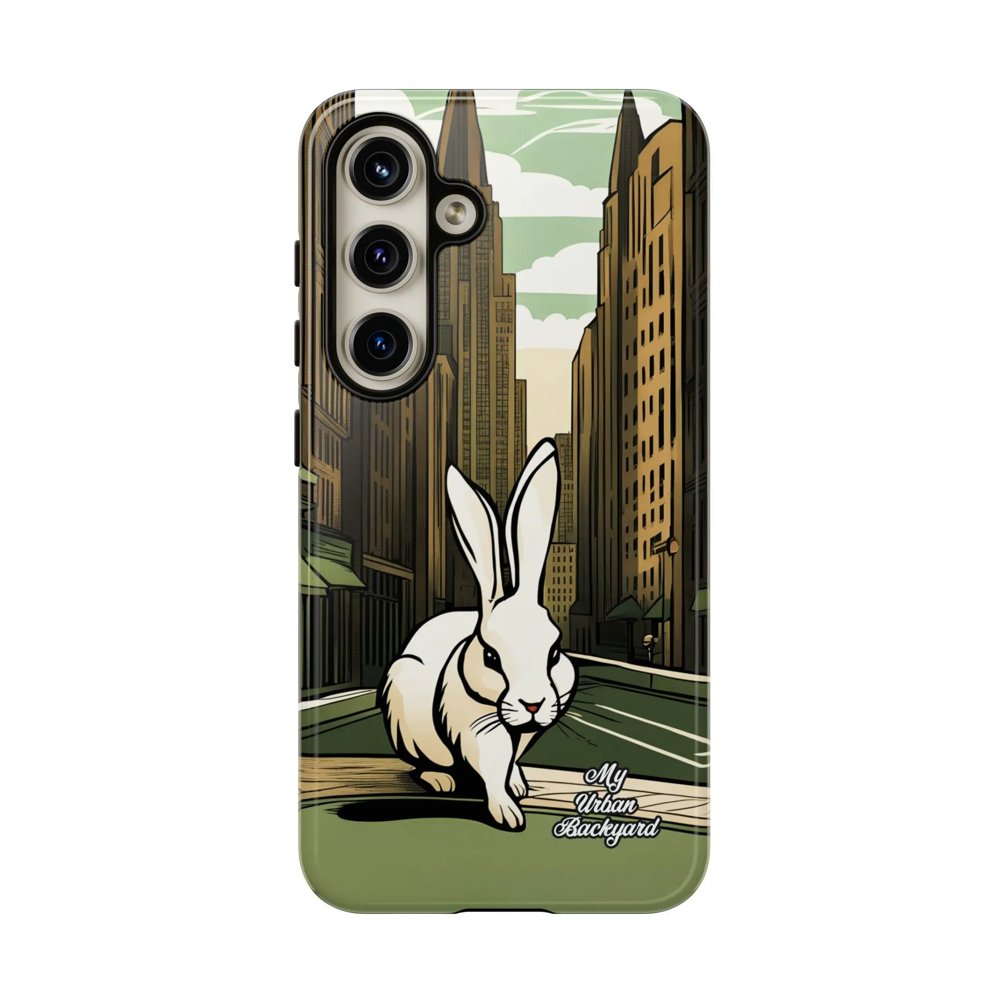 White Rabbit on a City Street, Cell Phone Case - Apple, Samsung, or Google Pixel