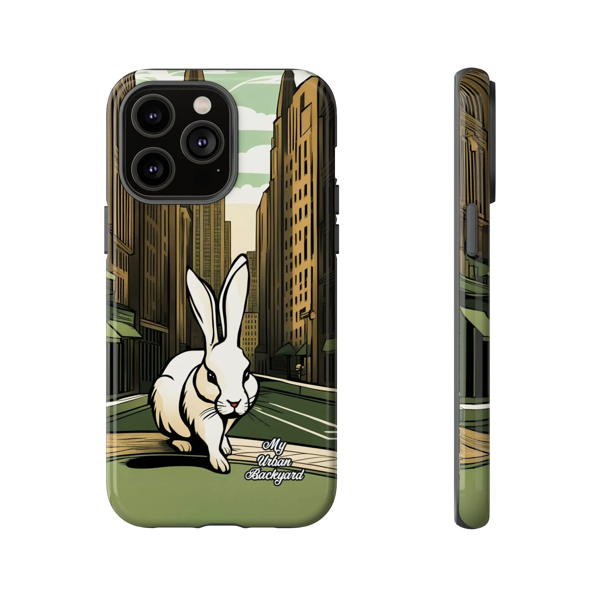 White Rabbit on a City Street, Cell Phone Case - Apple, Samsung, or Google Pixel