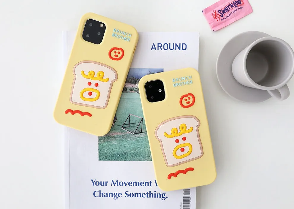 Yellow Toast Cellphone Cases for iPhone 11 13 Series Silicone Smartphone Accessories Cute Brunch Brother