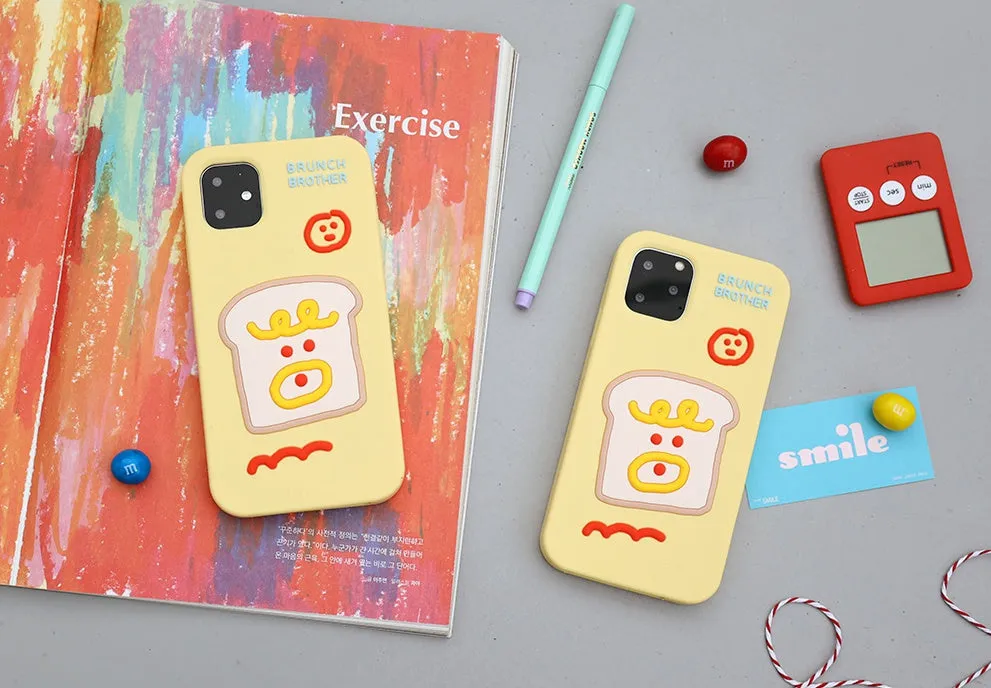 Yellow Toast Cellphone Cases for iPhone 11 13 Series Silicone Smartphone Accessories Cute Brunch Brother