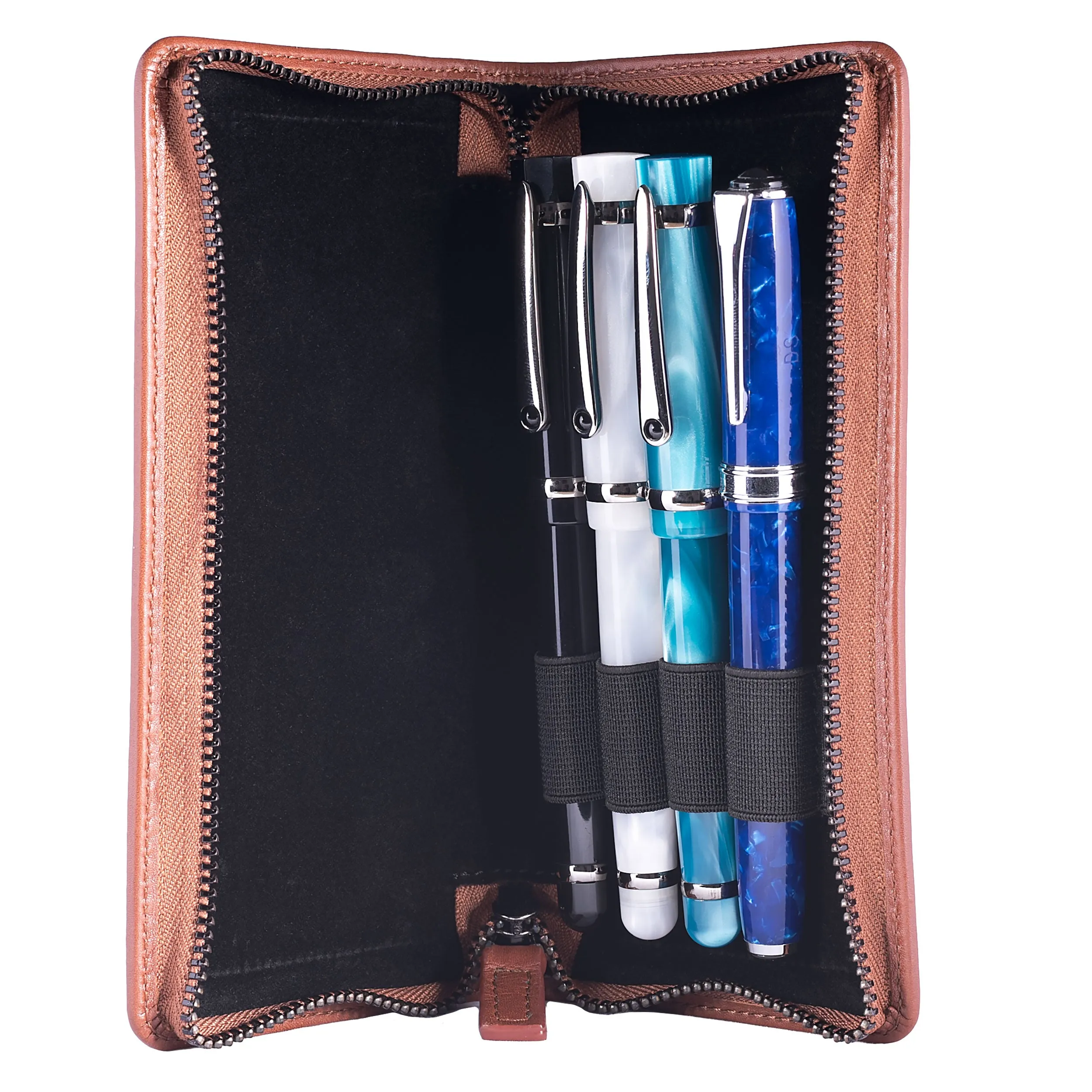 Zippered Leather Pen Holder | Three or Four Pens