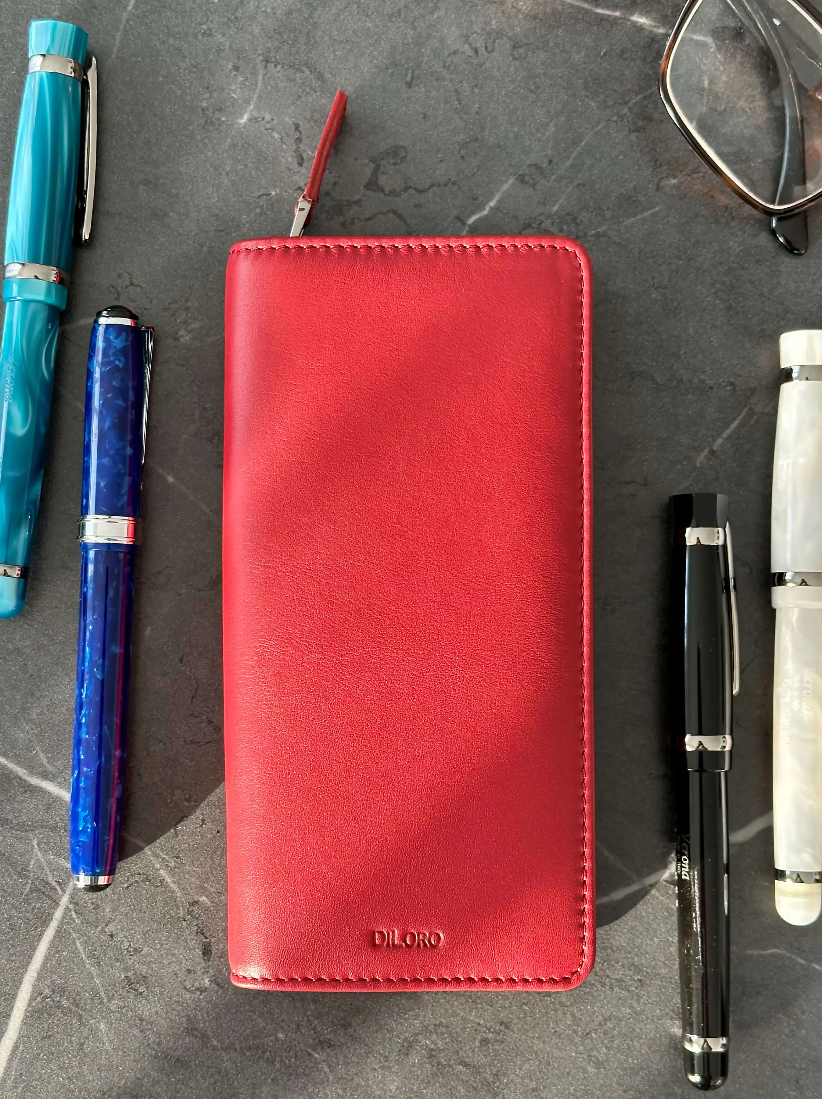 Zippered Leather Pen Holder | Three or Four Pens