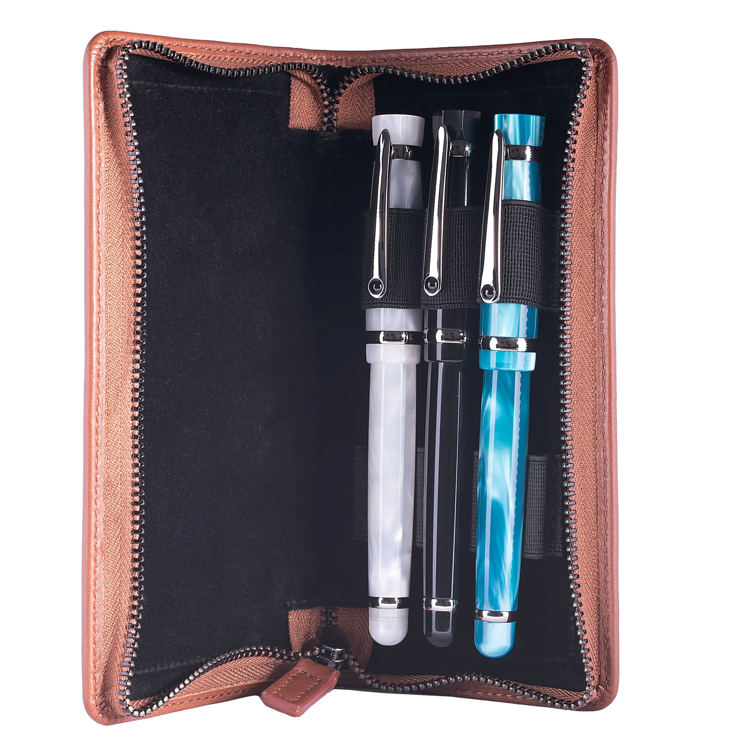 Zippered Leather Pen Holder | Three or Four Pens