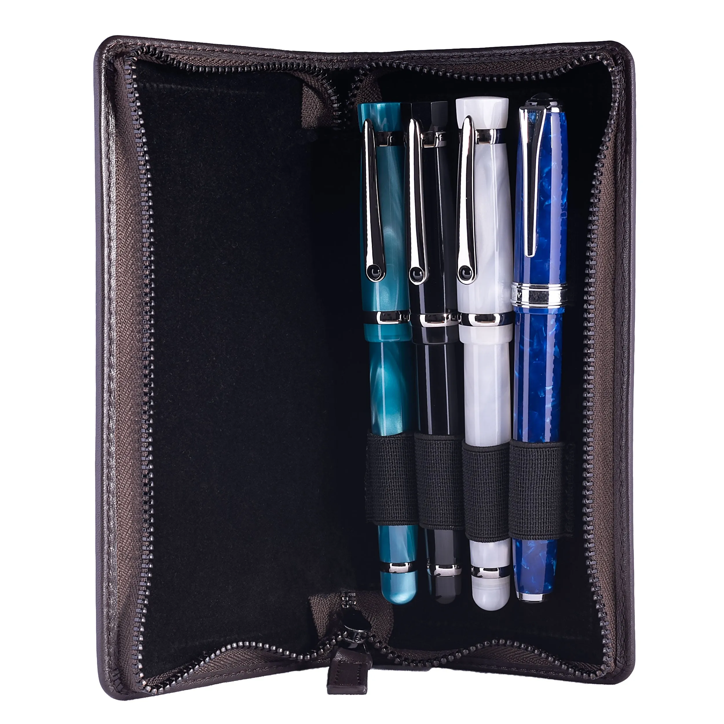 Zippered Leather Pen Holder | Three or Four Pens